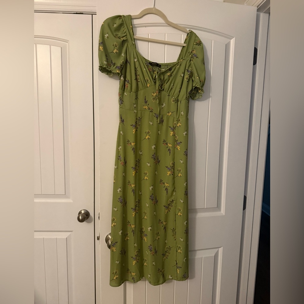 Green Floral Midi Dress